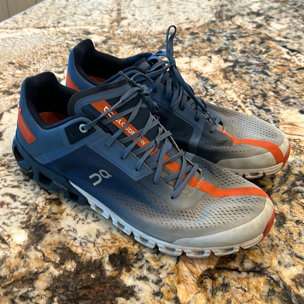 ON Cloud Flow Men’s size 12.5 blue/orange running shoes